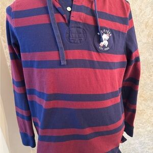 Tommy Hilfiger Red and Blue Knit Collar Shirt